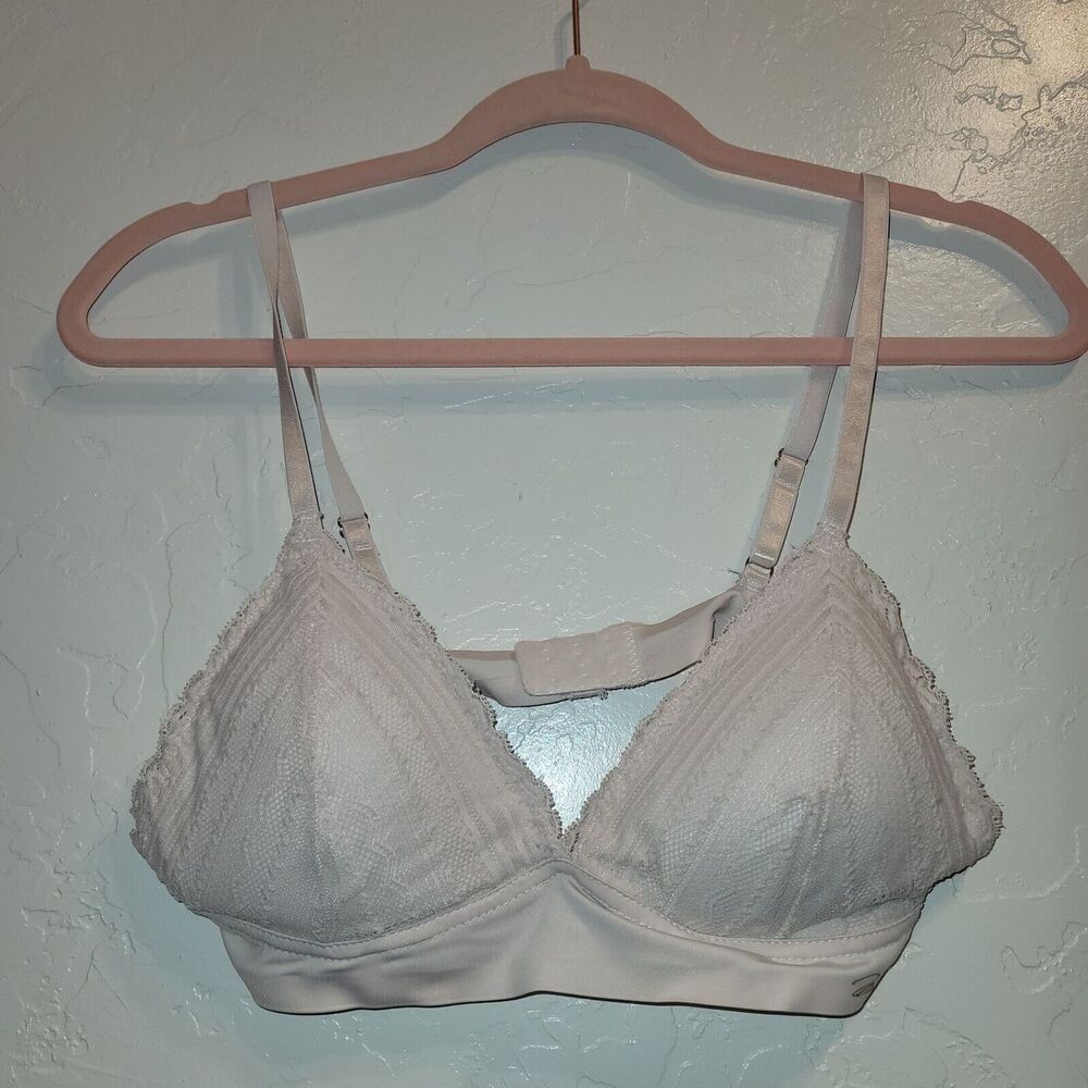 Marilyn Monroe Womens Sz L Lace Triangle Bralette Blush Pink Spaghetti Strap